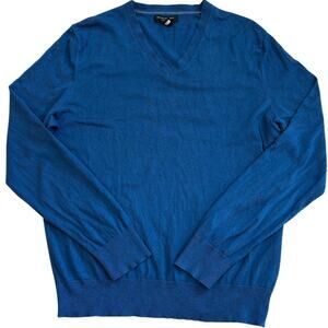 Banana Republic Luxury Blend Sweater Mens Large Blue V Neck Silk Cashmere Cotton